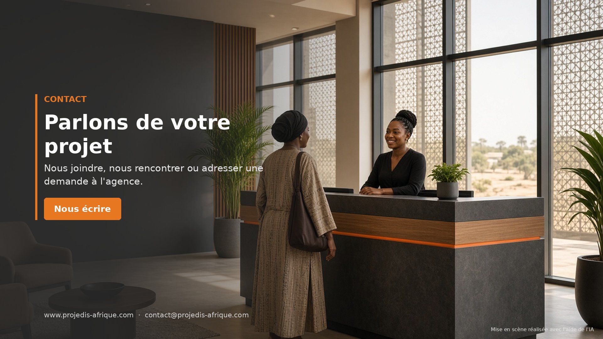 Accueil du cabinet PROJEDIS-AFRIQUE à Niamey : une visiteuse reçue à la réception